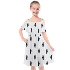 Vampire Hand Motif Graphic Print Pattern Kids  Cut Out Shoulders Chiffon Dress by dflcprintsclothing