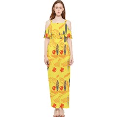 Folk Floral Pattern  Abstract Flowers Print  Seamless Pattern Draped Sleeveless Chiffon Jumpsuit by Eskimos