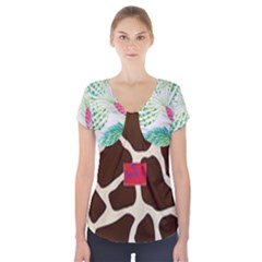 Palm Tree Short Sleeve Front Detail Top by tracikcollection