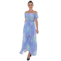 Heavenly Flowers Off Shoulder Open Front Chiffon Dress by SychEva