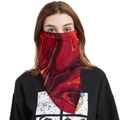 Red Vivid Marble Pattern 15 Face Covering Bandana (triangle) by goljakoff