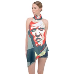 Trump Nope Halter Asymmetric Satin Top by goljakoff