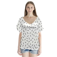 Rain  V-neck Flutter Sleeve Top by Sobalvarro