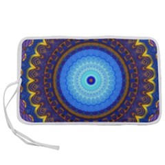 Blue Violet Midnight Sun Mandala Boho Hipppie Pen Storage Case (l) by CrypticFragmentsDesign