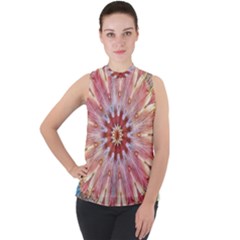 Pink Beauty 1 Mock Neck Chiffon Sleeveless Top by LW41021