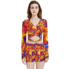 Sun & Water Velvet Wrap Crop Top And Shorts Set by LW41021