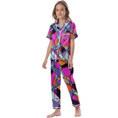 Abstract  Kids  Satin Short Sleeve Pajamas Set by LW41021