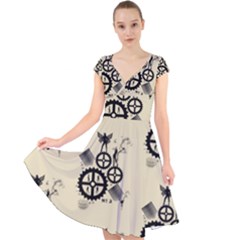 Angels Cap Sleeve Front Wrap Midi Dress by PollyParadise