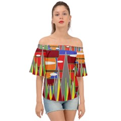 Forrest Sunset Off Shoulder Short Sleeve Top by LW323