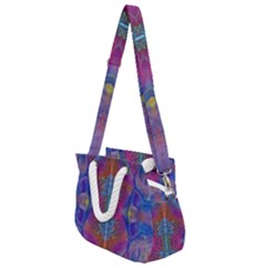 Flowing Duo  Rope Handles Shoulder Strap Bag by kaleidomarblingart