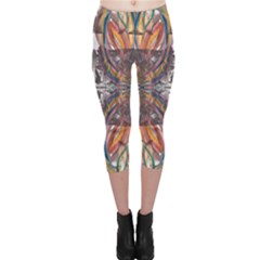 Mixed Media Print Capri Leggings  by kaleidomarblingart