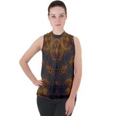 Sweet Dreams Mock Neck Chiffon Sleeveless Top by LW323