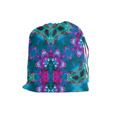 Peacock2 Drawstring Pouch (large) by LW323