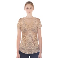 Sparkle Short Sleeve Front Detail Top by LW323