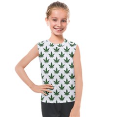 Weed At White, Ganja Leafs Pattern, 420 Hemp Regular Theme Kids  Mesh Tank Top by Casemiro