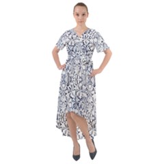 Pretty Porcelain Front Wrap High Low Dress by MRNStudios