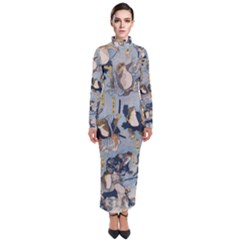 Famous Heroes Of The Kabuki Stage Played By Frogs  Turtleneck Maxi Dress by Sobalvarro