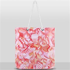 Cherry Blossom Cascades Abstract Floral Pattern Pink White  Full Print Rope Handle Tote (large) by CrypticFragmentsDesign