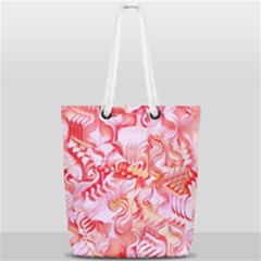 Cherry Blossom Cascades Abstract Floral Pattern Pink White  Full Print Rope Handle Tote (small) by CrypticFragmentsDesign