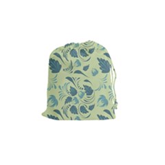 Folk Floral Pattern  Abstract Flowers Surface Design  Seamless Pattern Drawstring Pouch (small) by Eskimos