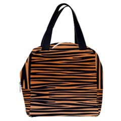 Tiger Stripes, Black And Orange, Asymmetric Lines, Wildlife Pattern Boxy Hand Bag by Casemiro