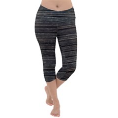 Wooden Linear Geometric Design Lightweight Velour Capri Yoga Leggings by dflcprintsclothing
