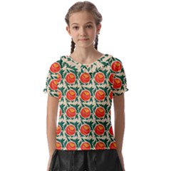 Rose Ornament Kids  Frill Chiffon Blouse by SychEva