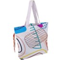 Pastel abstract pattern with beige, coffee color strap Drawstring Tote Bag View2