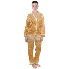 Flowers Pattern Orange Yellow Satin Long Sleeve Pajamas Set by alllovelyideas