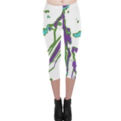 Multicolored Abstract Print Capri Leggings  by dflcprintsclothing