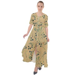 Folk Floral Art Pattern  Flowers Abstract Surface Design  Seamless Pattern Waist Tie Boho Maxi Dress by Eskimos