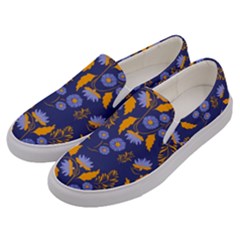 Folk Floral Art Pattern  Flowers Abstract Surface Design  Seamless Pattern Men s Canvas Slip Ons by Eskimos
