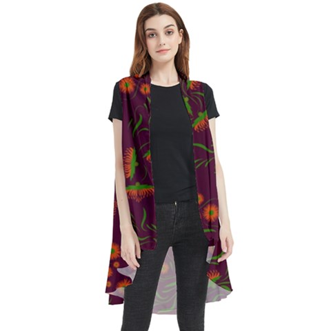 Folk Floral Art Pattern  Flowers Abstract Surface Design  Seamless Pattern Sleeveless Chiffon Waistcoat Shirt by Eskimos