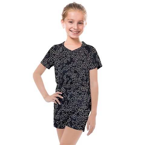 Neon Geometric Pattern Design Kids  Mesh Tee And Shorts Set by dflcprintsclothing