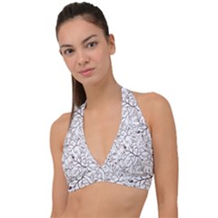 Pencil Flowers Seamless Pattern Halter Plunge Bikini Top by SychEva