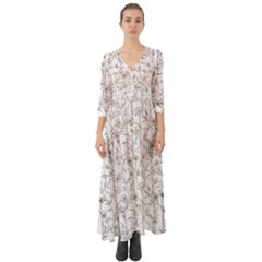 Pencil Flowers Button Up Boho Maxi Dress by SychEva