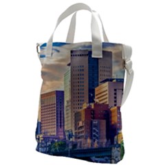 Akihabara Zone Urban Scene Tokyo Japan Canvas Messenger Bag by dflcprintsclothing