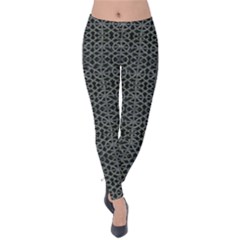 Iron Ornament Grid Pattern Velvet Leggings by dflcprintsclothing