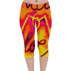  Graffiti Love Velvet Capri Leggings  by essentialimage365