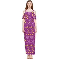 Folk Flowers Art Pattern Floral Abstract Surface Design  Seamless Pattern Draped Sleeveless Chiffon Jumpsuit by Eskimos