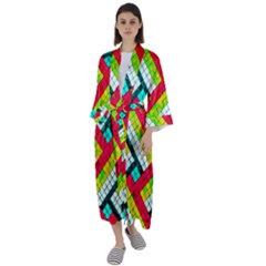Pop Art Mosaic Maxi Satin Kimono by essentialimage365