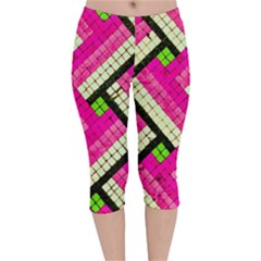 Pop Art Mosaic Velvet Capri Leggings  by essentialimage365