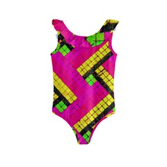 Pop Art Mosaic Kids  Frill Swimsuit by essentialimage365
