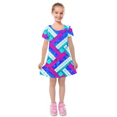 Pop Art Mosaic Kids  Short Sleeve Velvet Dress by essentialimage365