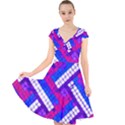 Pop Art Mosaic Cap Sleeve Front Wrap Midi Dress View1