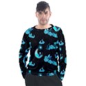 Starry night with foxes, cats and an owl moon Men s Long Sleeve Raglan Tee View1