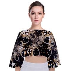 Fractal Jewerly Tie Back Butterfly Sleeve Chiffon Top by Sparkle