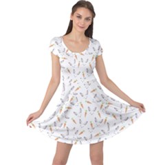 Cute Bunnies And Carrots Pattern, Light Colored Theme Cap Sleeve Dress by Casemiro