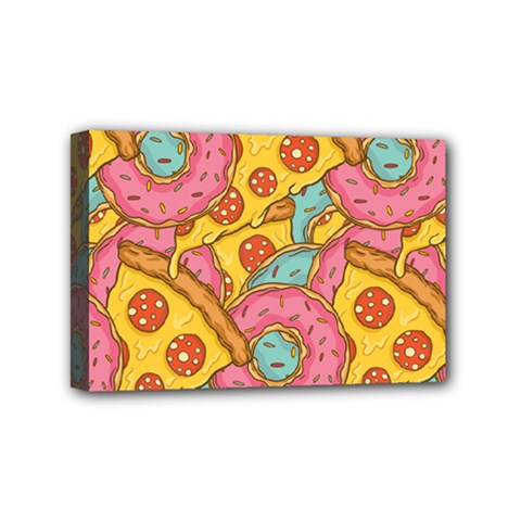 Fast Food Pizza And Donut Pattern Mini Canvas 6  X 4  (stretched) by DinzDas