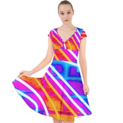 Pop Art Neon Wall Cap Sleeve Front Wrap Midi Dress by essentialimage365